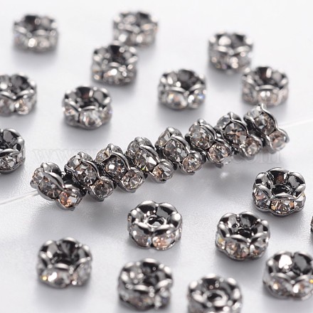 Abalorios de latón Diamante de imitación espaciador RB-A014-L4mm-01B-NF-1
