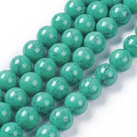 Chapelets de perles en turquoise synthétique G-E525-10mm-03-1