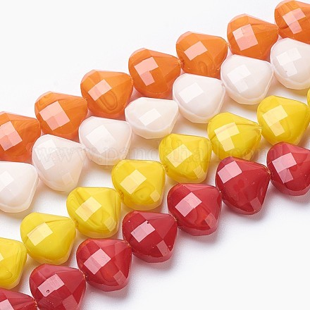 Chapelets de perles en verre opaque de couleur unie GLAA-E405-01A-1
