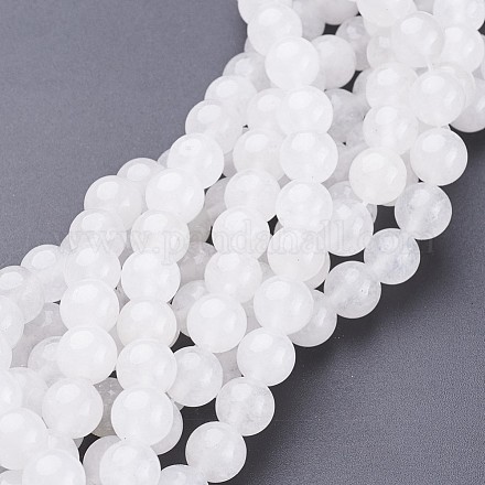 Chapelets de perles de jade blanche naturelle GSR10mmC138-1
