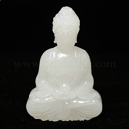 Estatua de Buda mahavairocana tallada de jade blanco natural G-PW0007-049-1