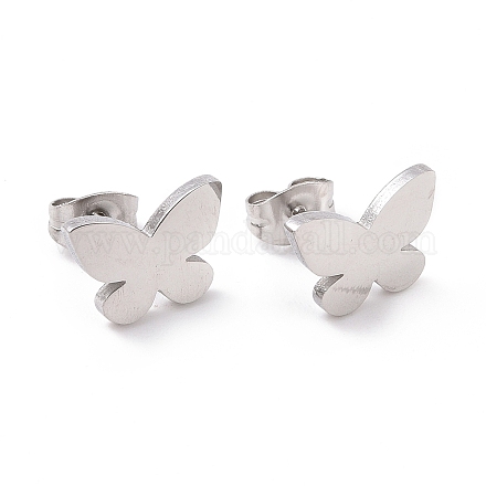 304 Stainless Steel Butterfly Stud Earrings for Women EJEW-G328-01P-1