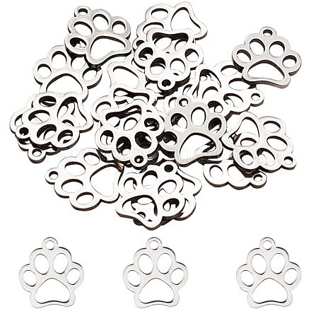 PH PandaHall 20Pcs Stainless Steel Charms Dog Paw Prints Pendants High Polish Jewelry Charms for DIY Crafting and Jewelry Making STAS-UN0001-15P-1