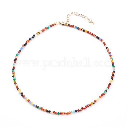 Faceted Natural Agate Beaded Necklaces NJEW-JN03308-1