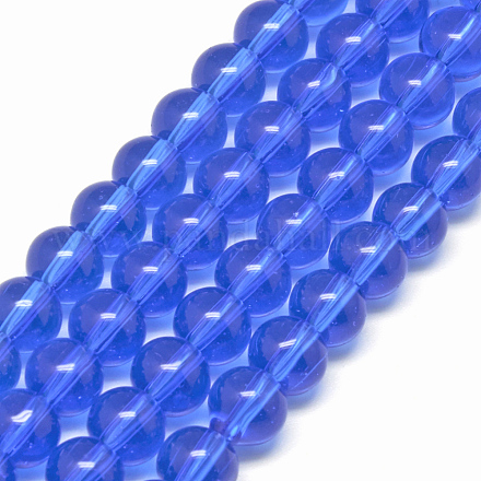 Perline di cristallo di vetro rotonde blu royal da 4 mm fili di perline distanziatrici X-GR4mm22Y-1