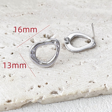 Platinum Brass Stud Earrings Findings PW-WG56141-01-1