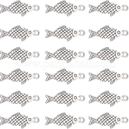 サニークルー100ピースチベットスタイルアロイペンダント  魚  アンティークシルバー  20x8.5x3mm  穴：1.6mm TIBE-SC0009-31-1