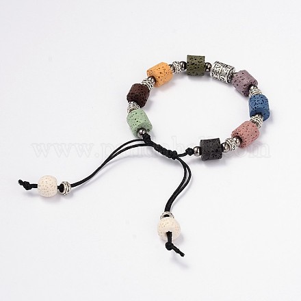Bracelets de perles de pierre de lave BJEW-D325-04-1