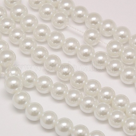 Brins de perles rondes en verre teinté écologique HY-A002-6mm-RB001-1