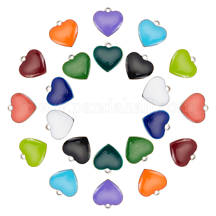 DICOSMETIC 44Pcs 11 Colors Stainless Steel Heart Shape Enamel Charms Colorful Metal Heart Charms Mini Heart Beads Enamel Charms for Bracelet Necklace Jewelry Making，Hole：1.5mm STAS-DC0003-84-1