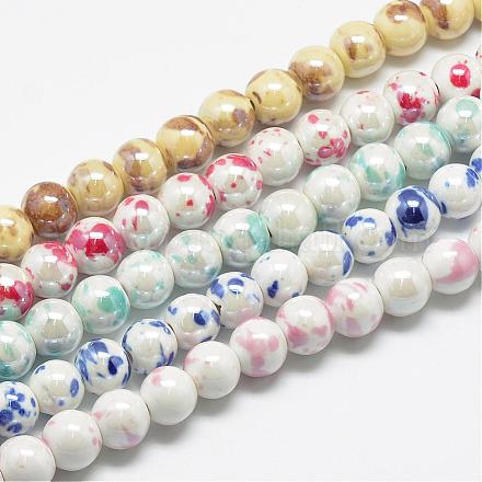 Perles en porcelaine manuelles PORC-Q253-10mm-M-1