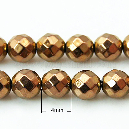 Chapelets de perles en hématite synthétique sans magnétiques X-G-G092-4mm-1