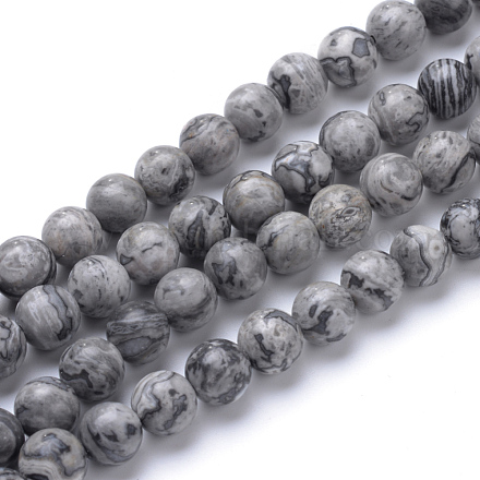 Chapelets de perles en pierre de carte/pierre picasso/picasso jasper naturelles  G-R345-8mm-41-1