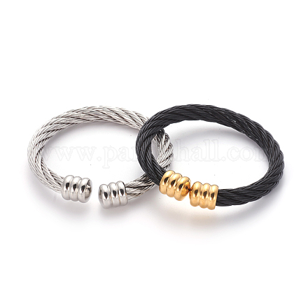 Bracelets de manchette en 304 acier inoxydable BJEW-L642-04-1