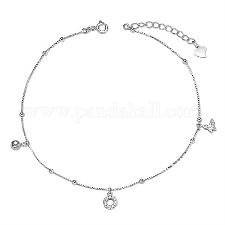 Bracelet de cheville à breloques en argent sterling plaqué rhodium Shegrace 925 JA110A-1