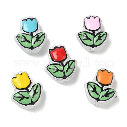 Прозрачные стеклянные эмалевые бусины LAMP-C023-01-1