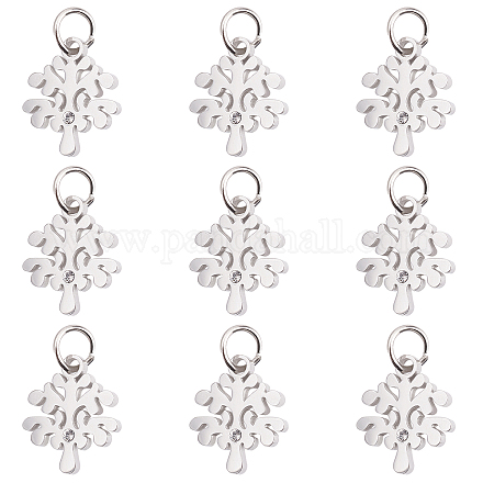 UNICRAFTALE 10pcs Micro Pave Clear Cubic Zirconia Tree of Life Pattern Pendants 316 Surgical Stainless Steel Eco-Friendly Tree Pendants Long-Lasting Plated Tree Charms for DIY Jewelry Making RB-UN0001-05P-1