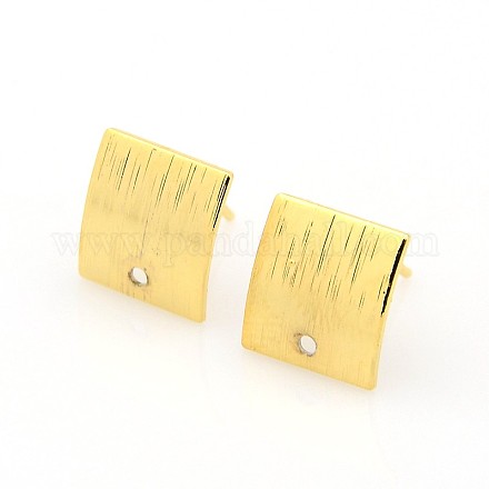 Accessoires de clous d'oreilles carrés en laiton KK-N0042-G-1