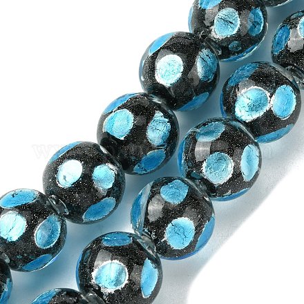 Серебряные песочные бусины лэмпворк ручной работы LAMP-A003-01A-1