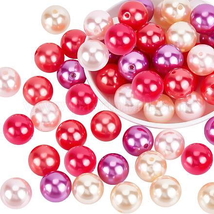 PH PandaHall 20mm Bubblegum Beads 60pcs Pink Pearl Beads Chunk Pen Beads Large Acrylic Loose Beads for Pen Valentine Garland Jewelry Bracelet Bag Chain Making Wedding Mother’s Day Decoration RESI-PH0001-94-1