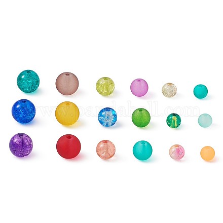 Perles de verre givrées transparentes et perles de verre craquelées transparentes CCG-CD0001-01-1