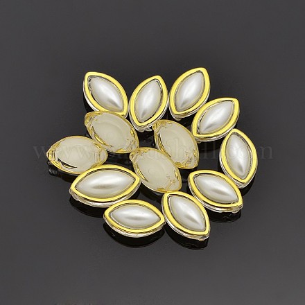 Sew on Taiwan Acrylic Imitation Pearl Golden Plated SA56-7x15-ACG-J2-1