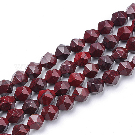 Rosso naturale perline di diaspro fili G-S149-34-6mm-1