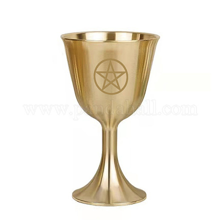 Brass Triple Moon Goddess and Pentagram Altar Goblet Chalice Ornament WICR-PW0001-23A-05-1
