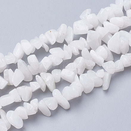 Natürliche weiße Jade Edelstein Perlen Stränge G-S280-19-1