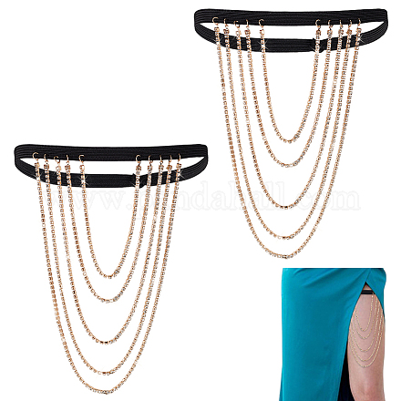 Цепочка на бедро из сплава с кисточками и кристаллами для женщин&nbsp;AJEW-WH0554-38A-1