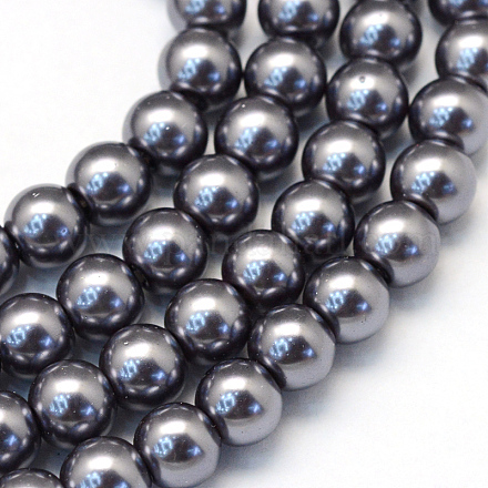 Cottura dipinto di perle di vetro perlato fili di perline rotondo X-HY-Q330-8mm-73-1