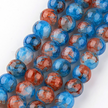 Chapelets de perles en verre craquelé peint DGLA-Q023-8mm-YS61-1