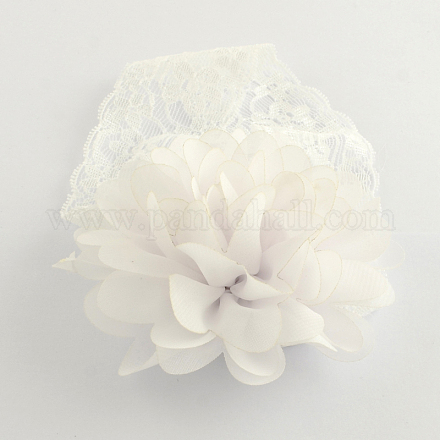 Carino merletto del bambino accessori elastici dei capelli cerchietti con fiore di stoffa X-OHAR-Q002-09L-1