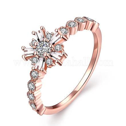 La manera del estilo coreano de bronce de óxido de circonio cúbico de compromiso anillos de dedo de la boda del copo de nieve RJEW-BB00173-03-1