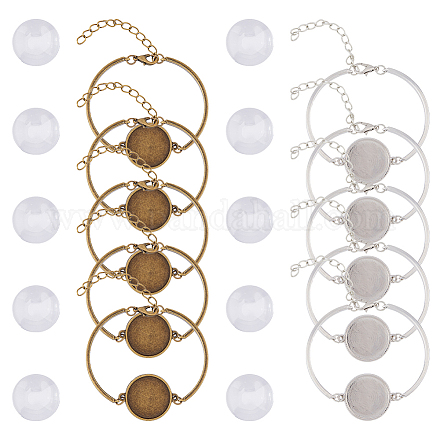 Kit per la creazione di braccialetti a maglie tonde piatte con cupola vuota superfindings DIY-FH0005-75-1