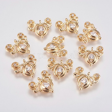 Brass Micro Pave Cubic Zirconia Charms KK-A144-050G-1