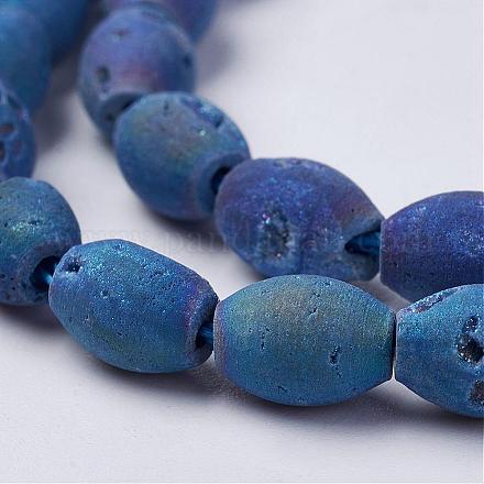 Chapelets de perles en agate de géode naturelle druzy électrolytique G-P251-D01-1