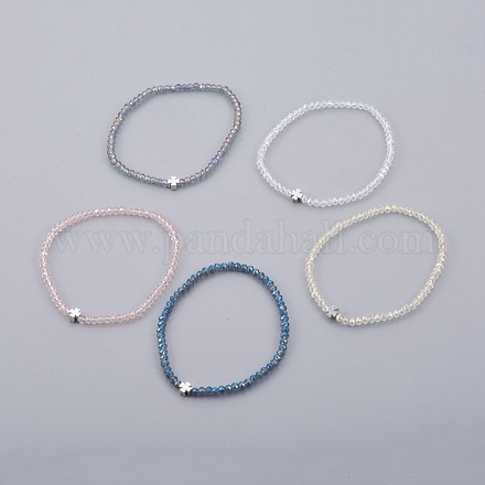 Electroplate стеклянные бусы браслеты простирания BJEW-JB04031-M-1