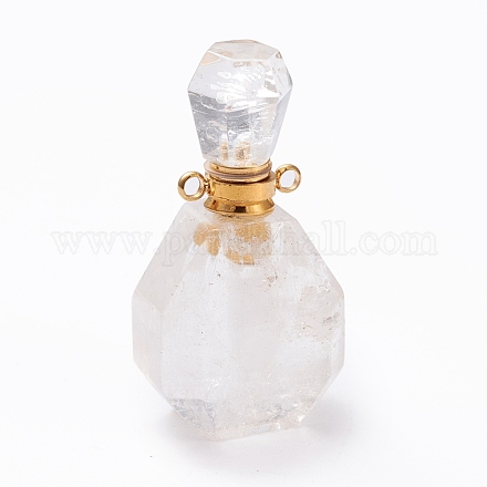 Colgantes de frascos de perfume de cristal de cuarzo natural facetados que se pueden abrir G-I287-05D-G-1