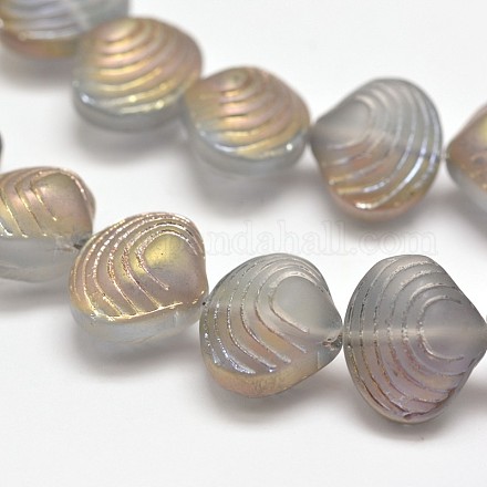 Frosted Electroplate Glass Shell Beads Strands EGLA-M002-C02-1