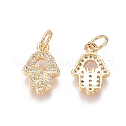 Brass Micro Pave Clear Cubic Zirconia Charms ZIRC-I036-08G-1