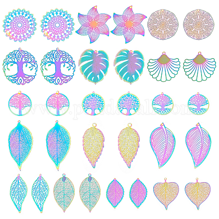 32 шт. 16 стиля ионного покрытия (IP) 201 филигранные подвески из нержавеющей стали&nbsp;STAS-DC0006-64-1