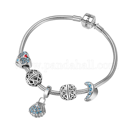 TINYSAND Sterling Silver Heart of Ocean European Bracelets TS-Set-015-18-1