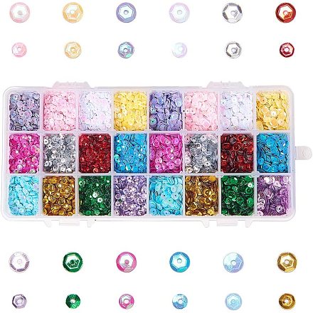 Nbeads 1 boîte de perles de paillette en plastique en vrac avec trou de 1 mm PVC-NB0001-02-1