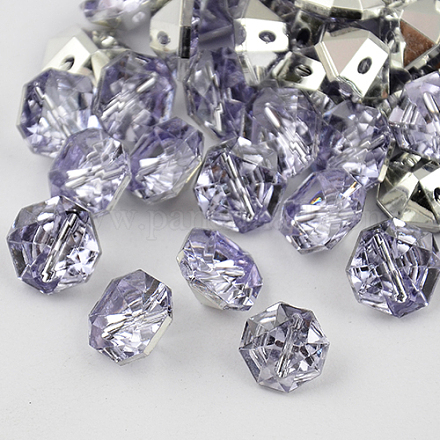 2-Hoyo botones de octágono de acrílico Diamante de imitación de Taiwán BUTT-F016-10mm-20-1