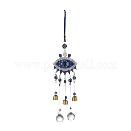 Alliage turc bleu mauvais œil pendentif décoration HJEW-M002-12AS-1