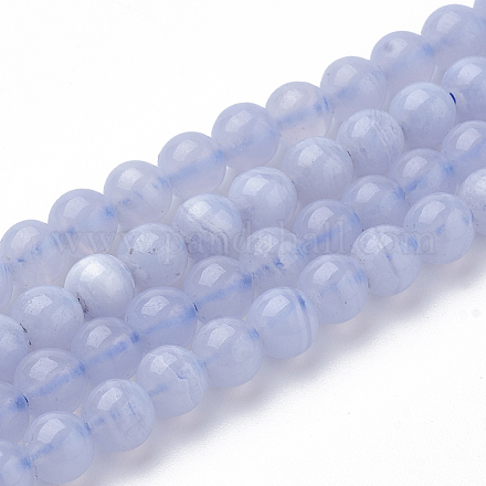 Natural Blue Chalcedony Bead Strands G-R193-02-10mm-1