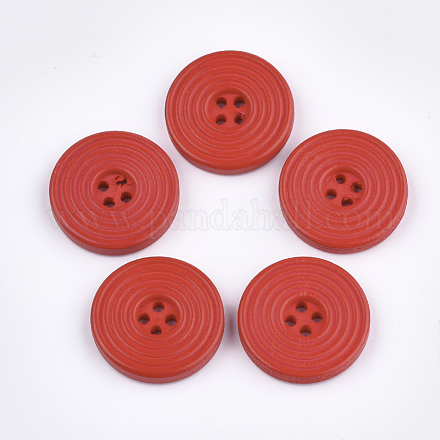 Painted Wooden Buttons WOOD-Q040-002A-1