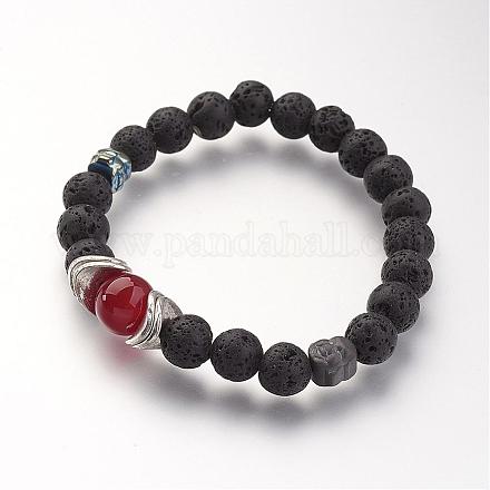 Pierres précieuses perles bracelets extensibles BJEW-JB02713-03-1