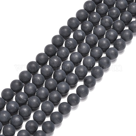Natürliche schwarze Achat Perlen Stränge G-H1617-1